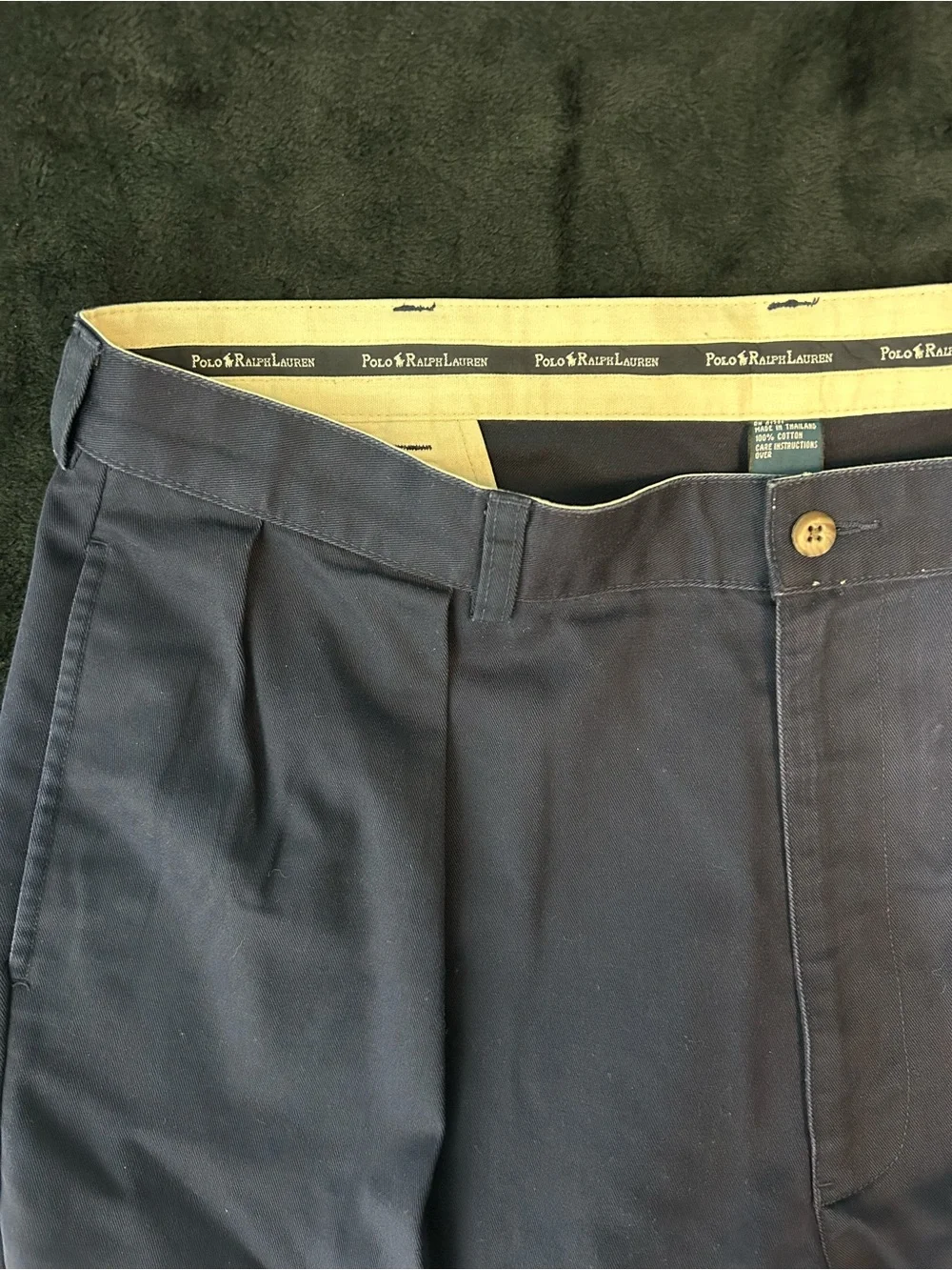 Vtg Y2K Polo Ralph Lauren Men's Andrew Pant Navy Chino Double Pleated Size 40x30